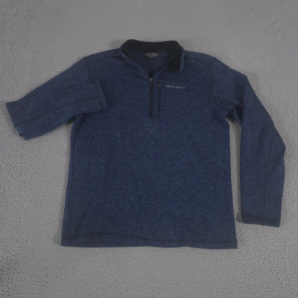 LOT OF 3 Eddie Bauer Pullover Mens L Multi Wolf Graphic Fleece Crewneck 1/4 Zip